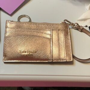 Kate Spade card holder wristlet gold